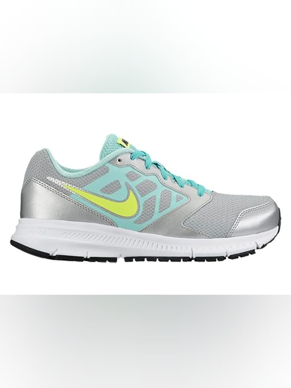 Nike Runners DOWNSHIFTER 6 GS/PS Silver & Teal Shoes Girls Size 3 Youth
